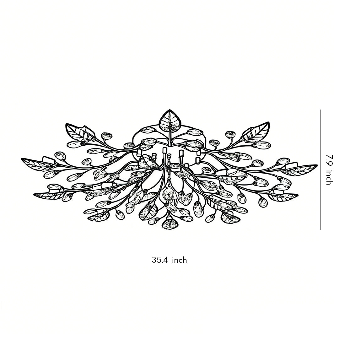 Brass Branch Chandelier Modern Crystal Leaf Ceiling Light