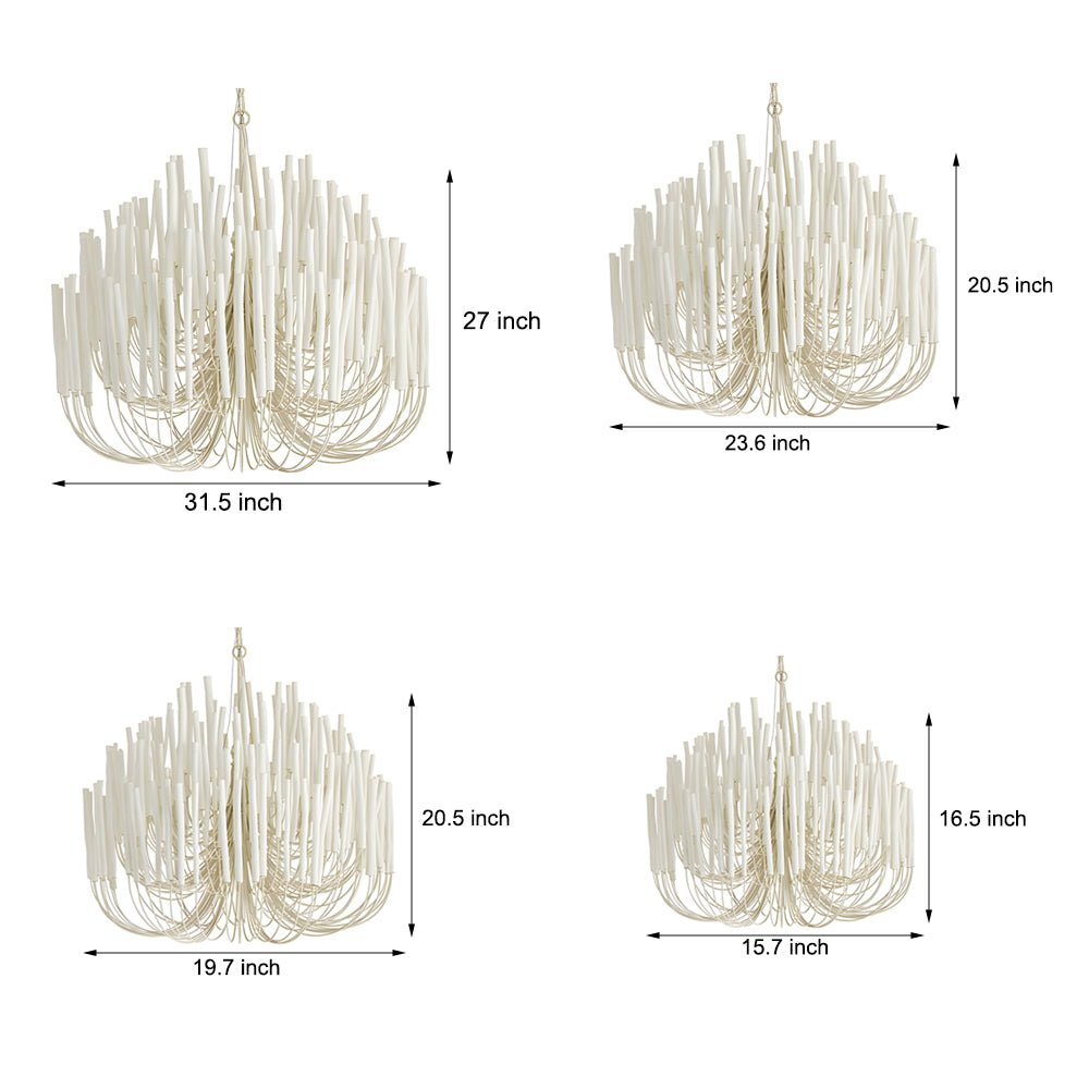 Organic Stick Chandelier White Painted Wooden Ceiling Light