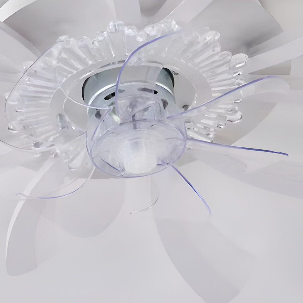 Ventilateur de plafond LED nordique créatif en forme de fleur à trois niveaux de variation d'intensité