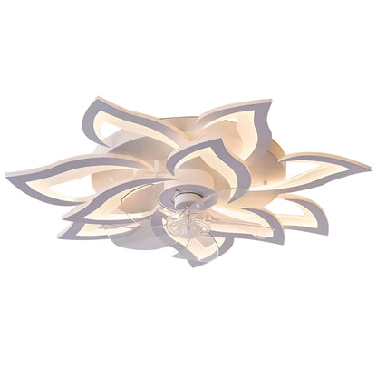 Ventilateur de plafond LED nordique créatif en forme de fleur à trois niveaux de variation d'intensité