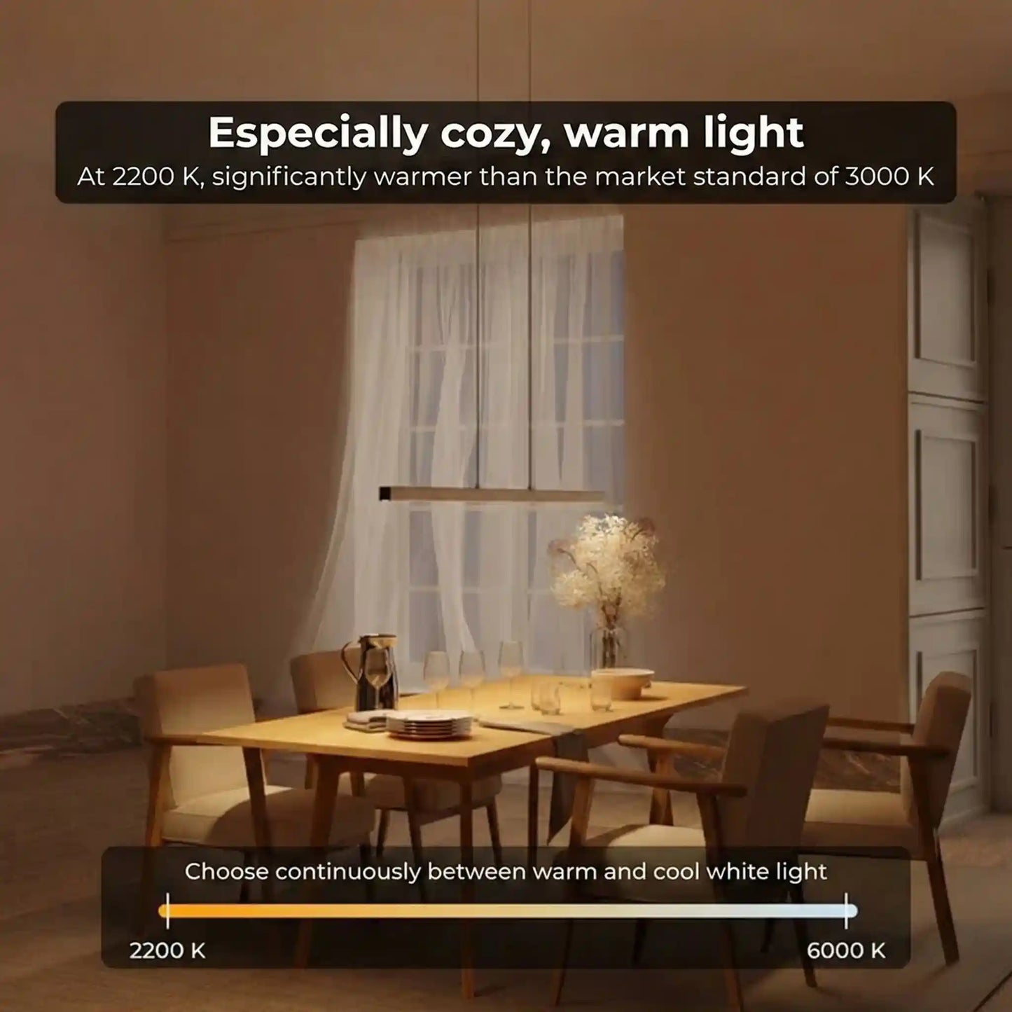 Modern Linear LED Pendant Light with Adjustable Height