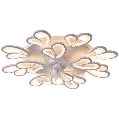 Ventilateur de plafond LED nordique créatif en forme de fleur à trois niveaux de variation d'intensité