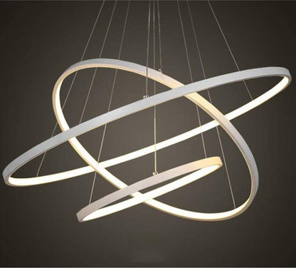 Modern LED Pendant Chandelier with Remote Control – Three Arched Rings
