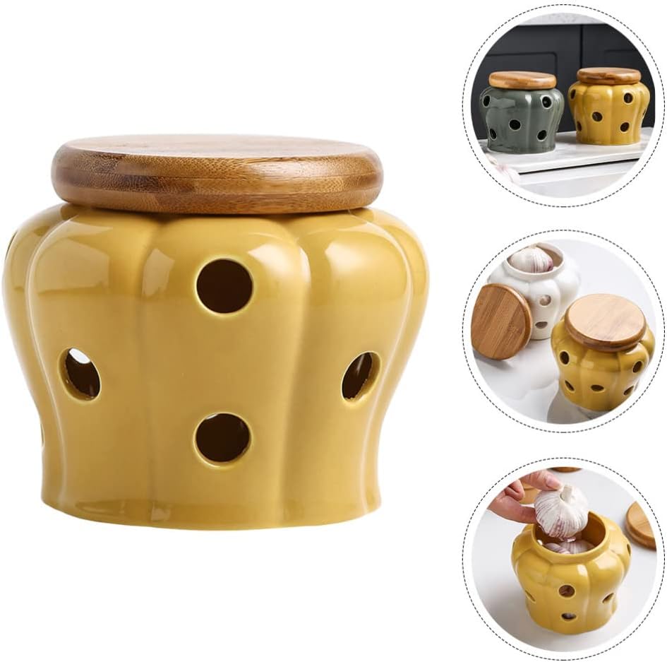 Breathable Ceramic Garlic Pot