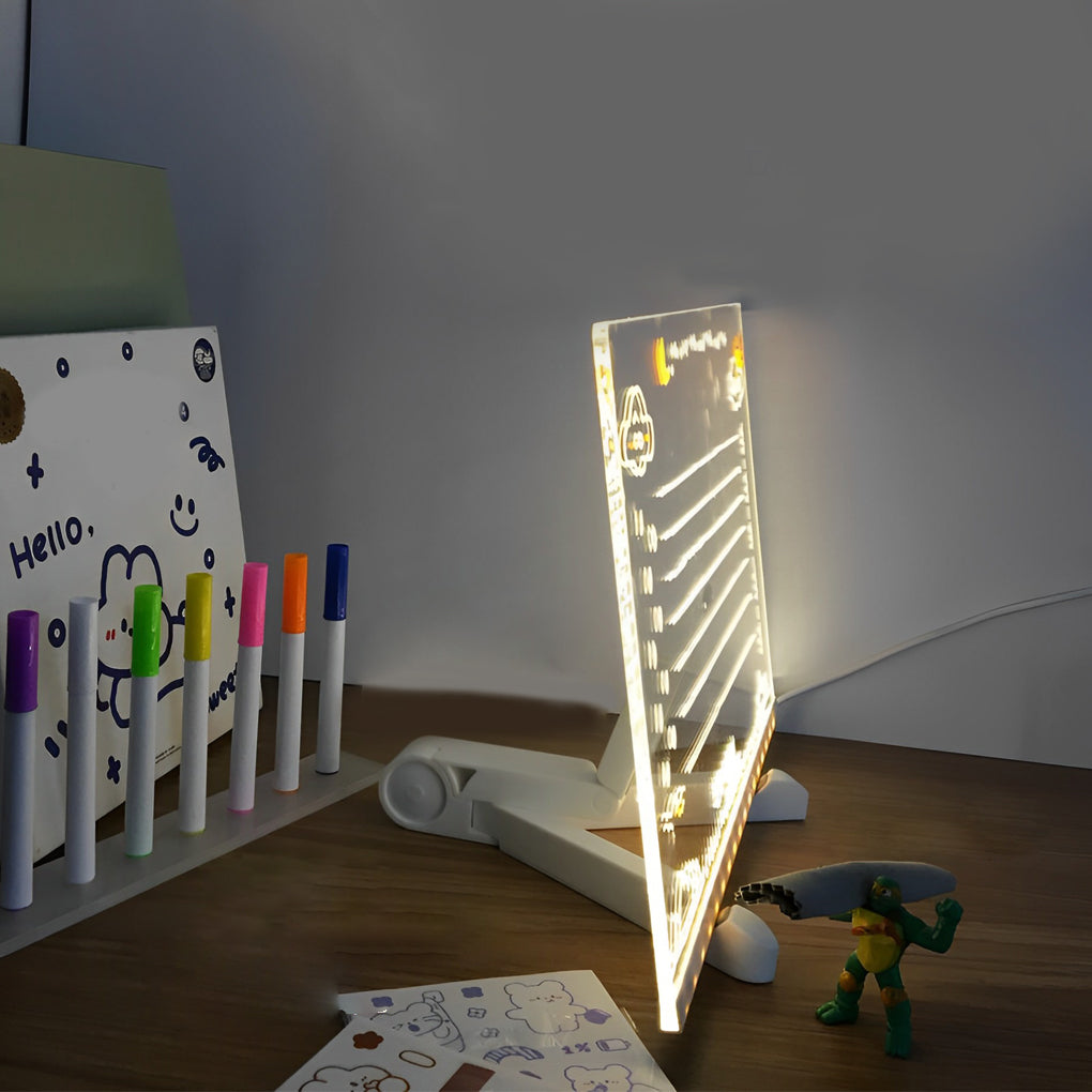 Tableau mémo lumineux LED en acrylique avec lampe de table inscriptible