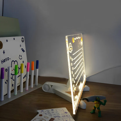 Tableau mémo lumineux LED en acrylique avec lampe de table inscriptible
