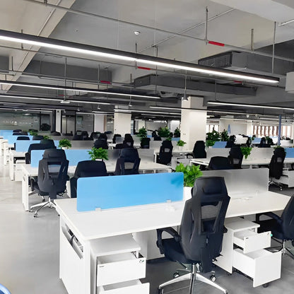 Lot de 6 suspensions lumineuses LED linéaires rectangulaires en aluminium de 47 pouces, style moderne, pour bureau.