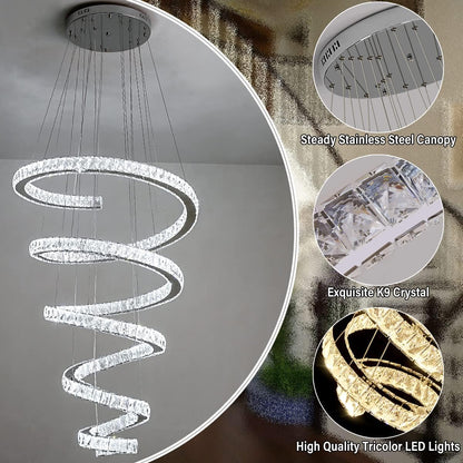 Modern Circular Crystal Pendant Chandelier for the Dining Room