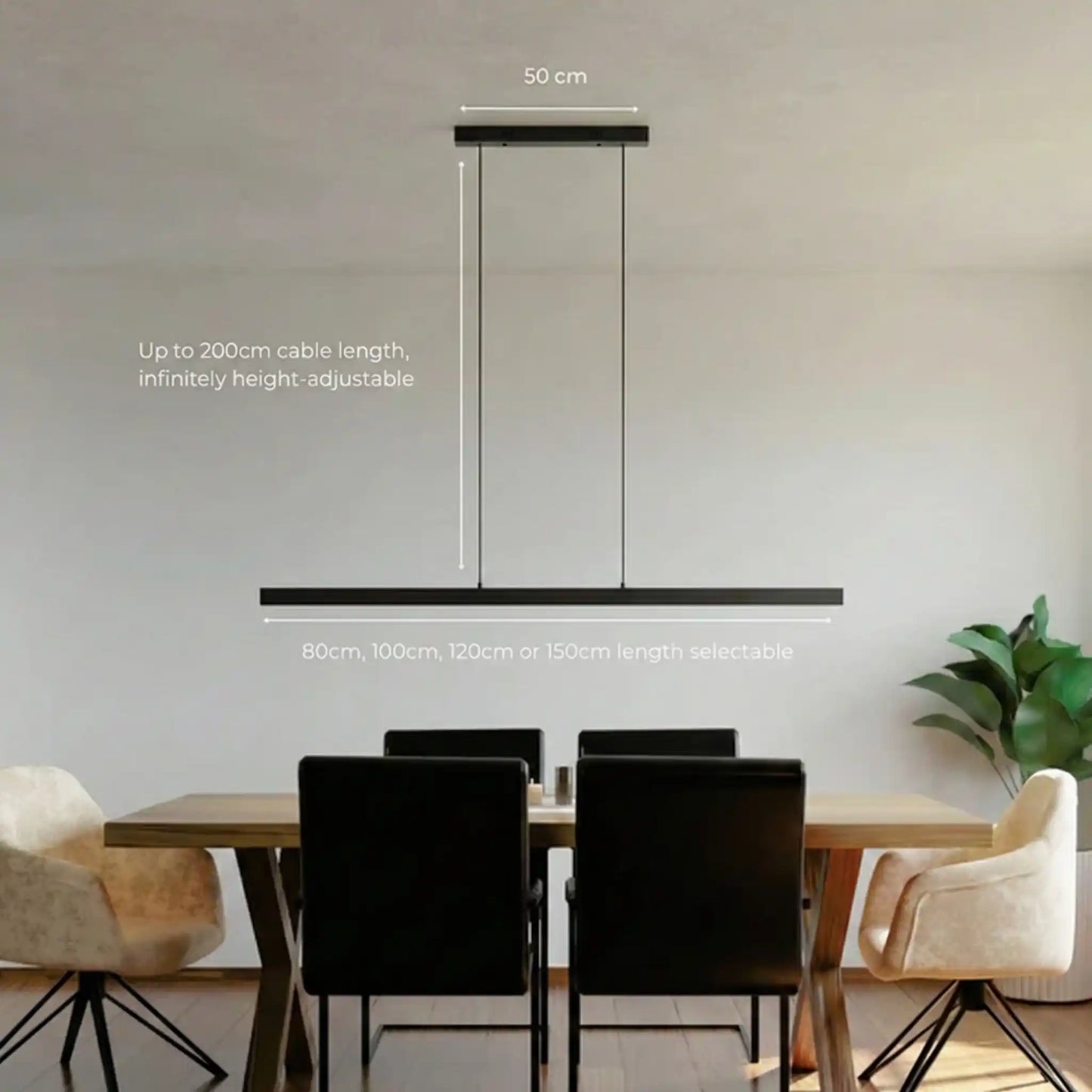 Modern Linear LED Pendant Light with Adjustable Height