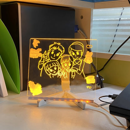 Tableau mémo lumineux LED en acrylique avec lampe de table inscriptible