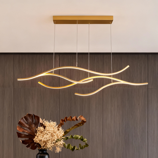 Curved LED Pendant Light Wavy LED Metal Ceiling Light