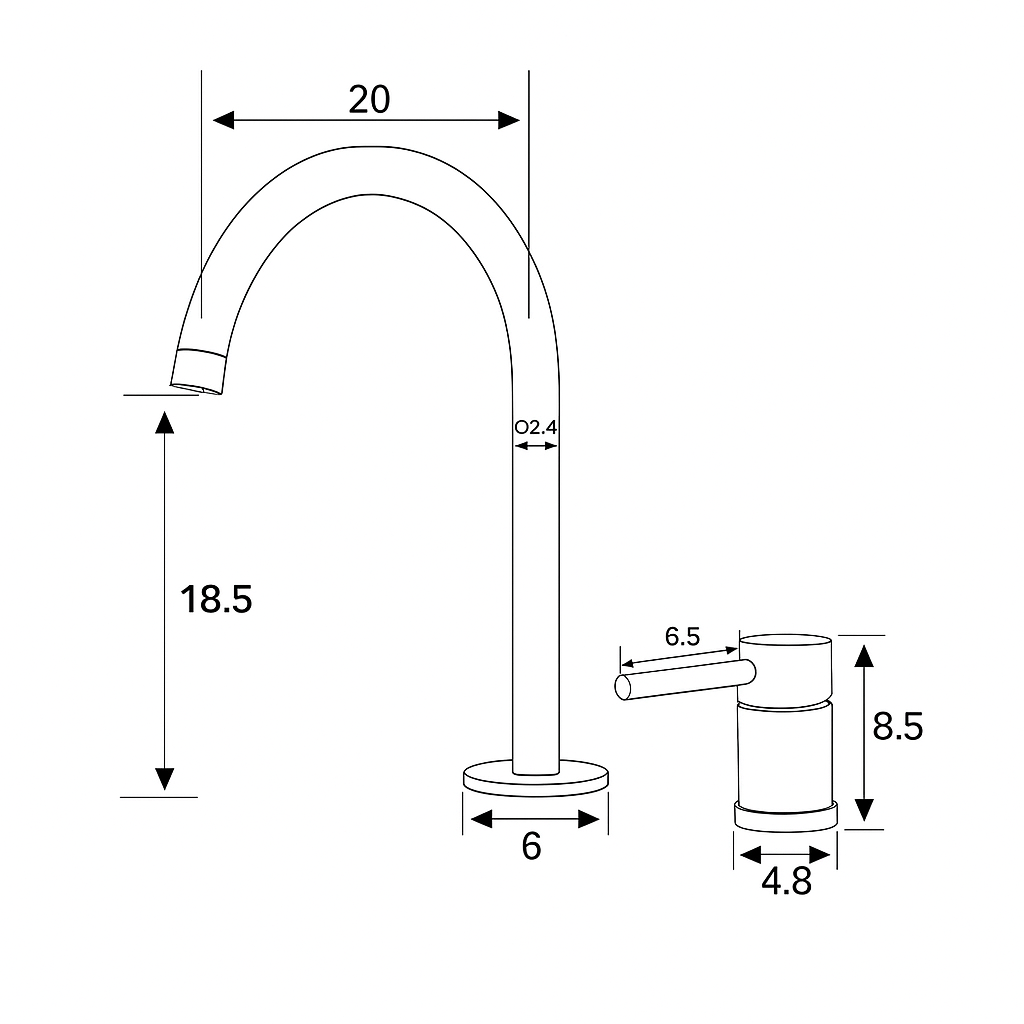 Tall Spout Monobloc Bathroom Tap