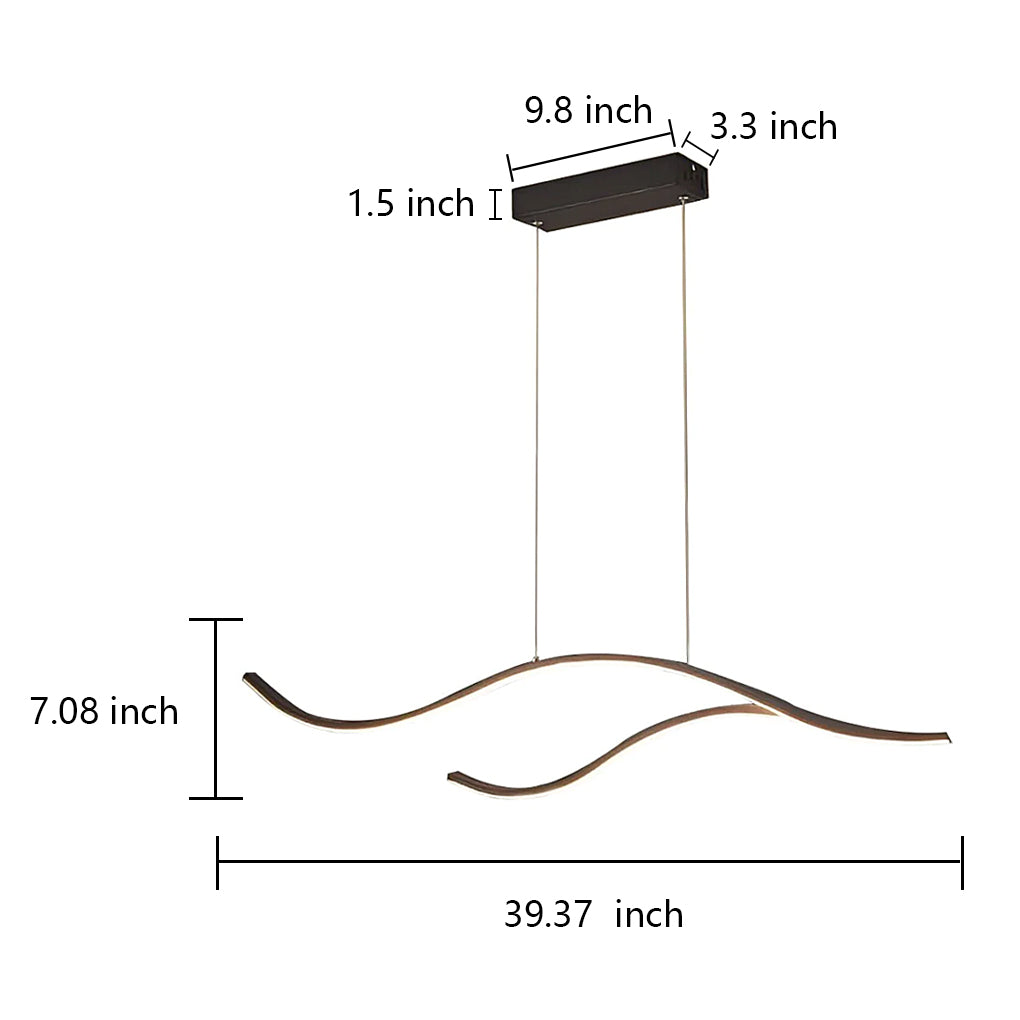 Curved LED Pendant Light Wavy LED Metal Ceiling Light