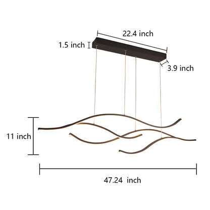 Curved LED Pendant Light Wavy LED Metal Ceiling Light