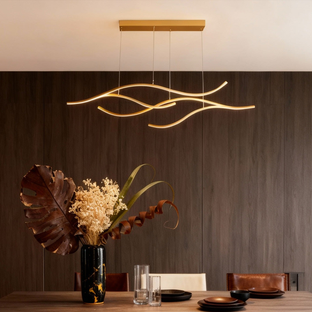 Curved LED Pendant Light Wavy LED Metal Ceiling Light