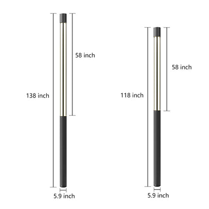 Borne lumineuse cylindrique à LED noire moderne pour aménagement paysager extérieur