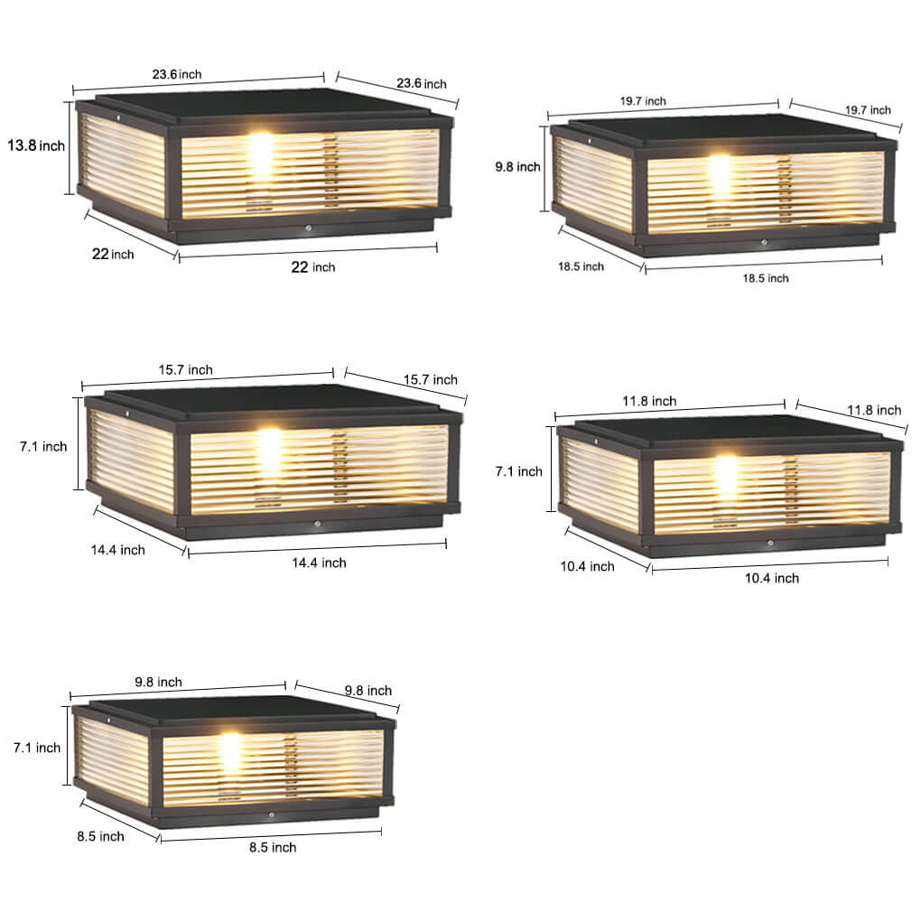 Square Ribbed Glass OUtdoor Pier Mount Pillar Light