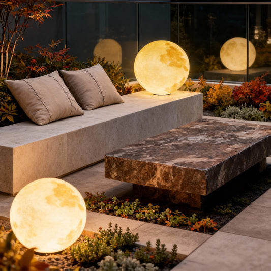 Moon-Shaped Outdoor Pier-Mount Pillar Accent Post Light