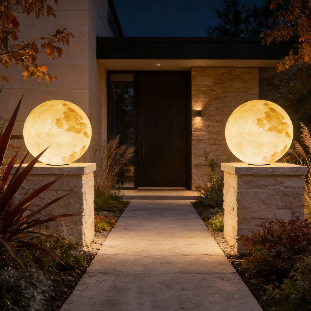 Moon-Shaped Outdoor Pier-Mount Pillar Accent Post Light