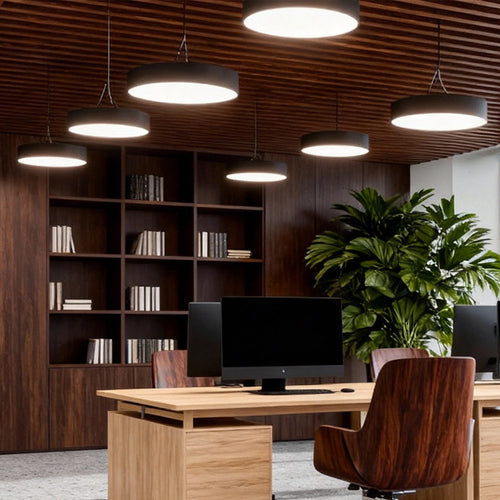 Suspension LED ronde pour éclairage de bureau, luminaires suspendus modernes pour espace de travail