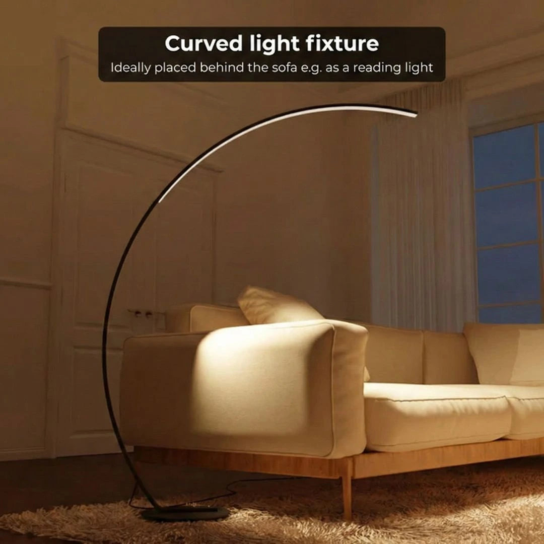 Arc Floor Lamp Living Room Black LED Smart Dimmable Remote 165cm Touched Home