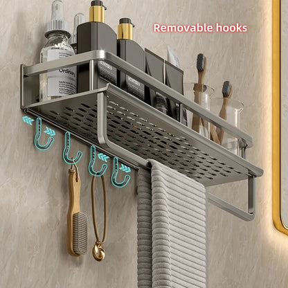 Aluminium Bathroom Shelf with Item Organiser