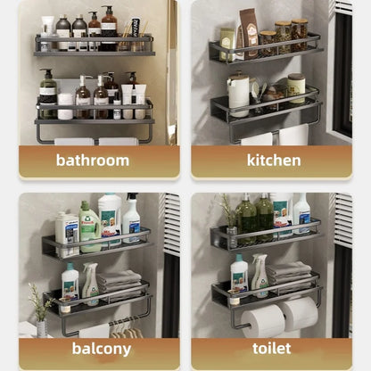 Aluminium Bathroom Shelf with Item Organiser