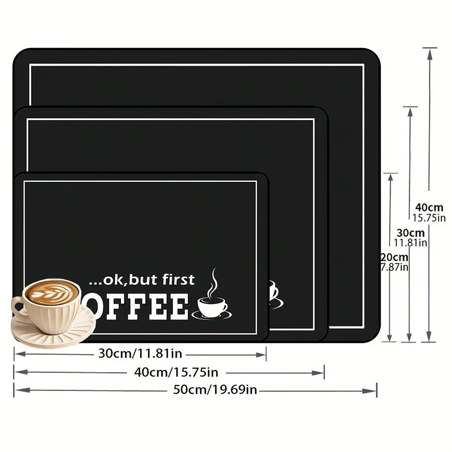 1pc preto carta café impresso máquina de café esteira estilo moderno e minimalista balcão cozinha rápida absorção água secagem esteira