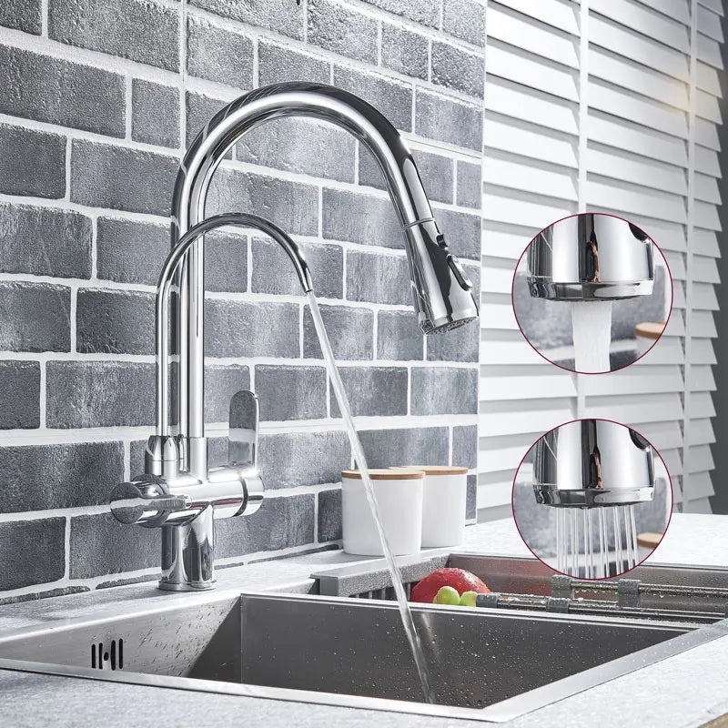 Luxury Monobloc Kitchen Tap Dual Function with Filter & Pull-Out Spray