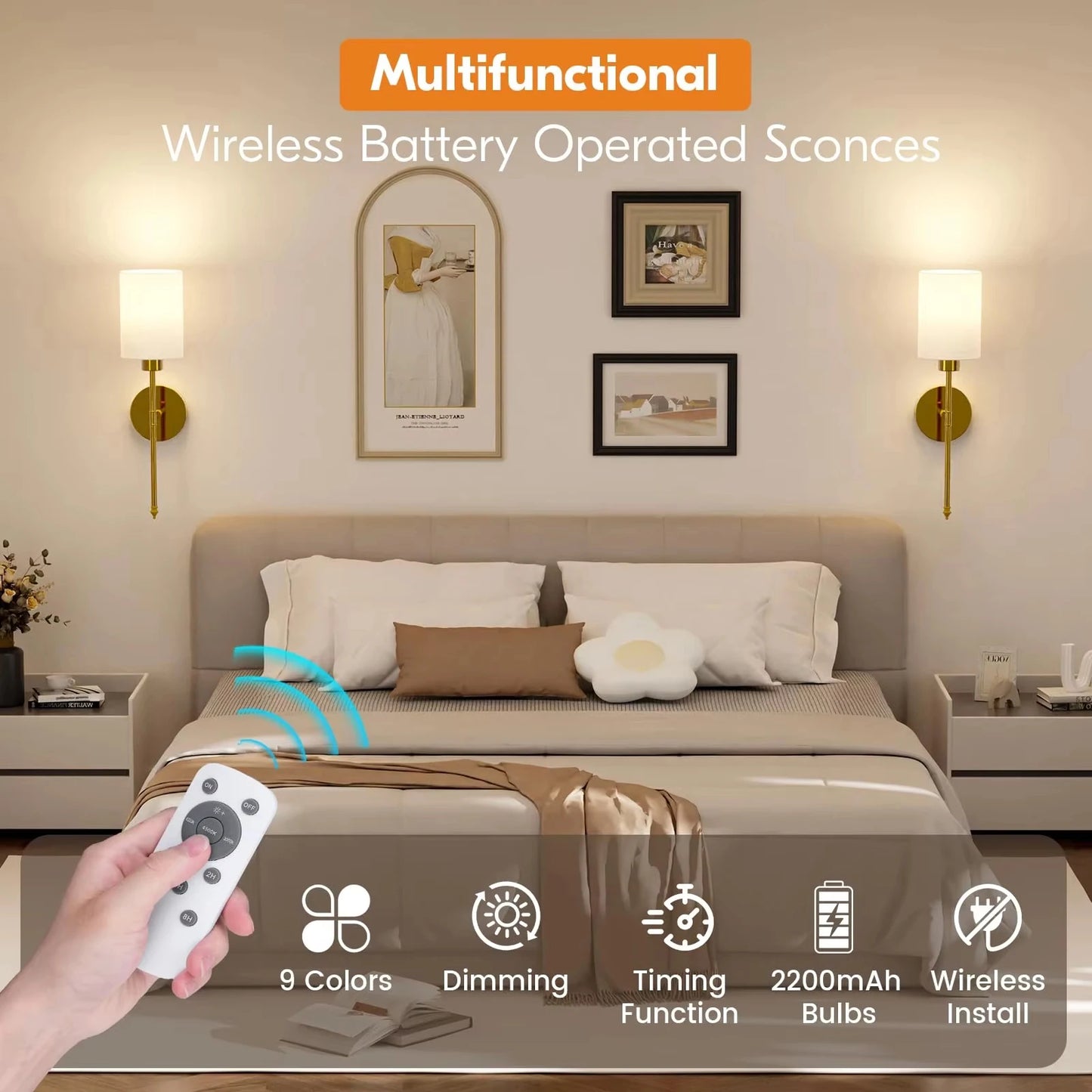 Wireless Cylindrical Wall Sconces (SET OF 2)