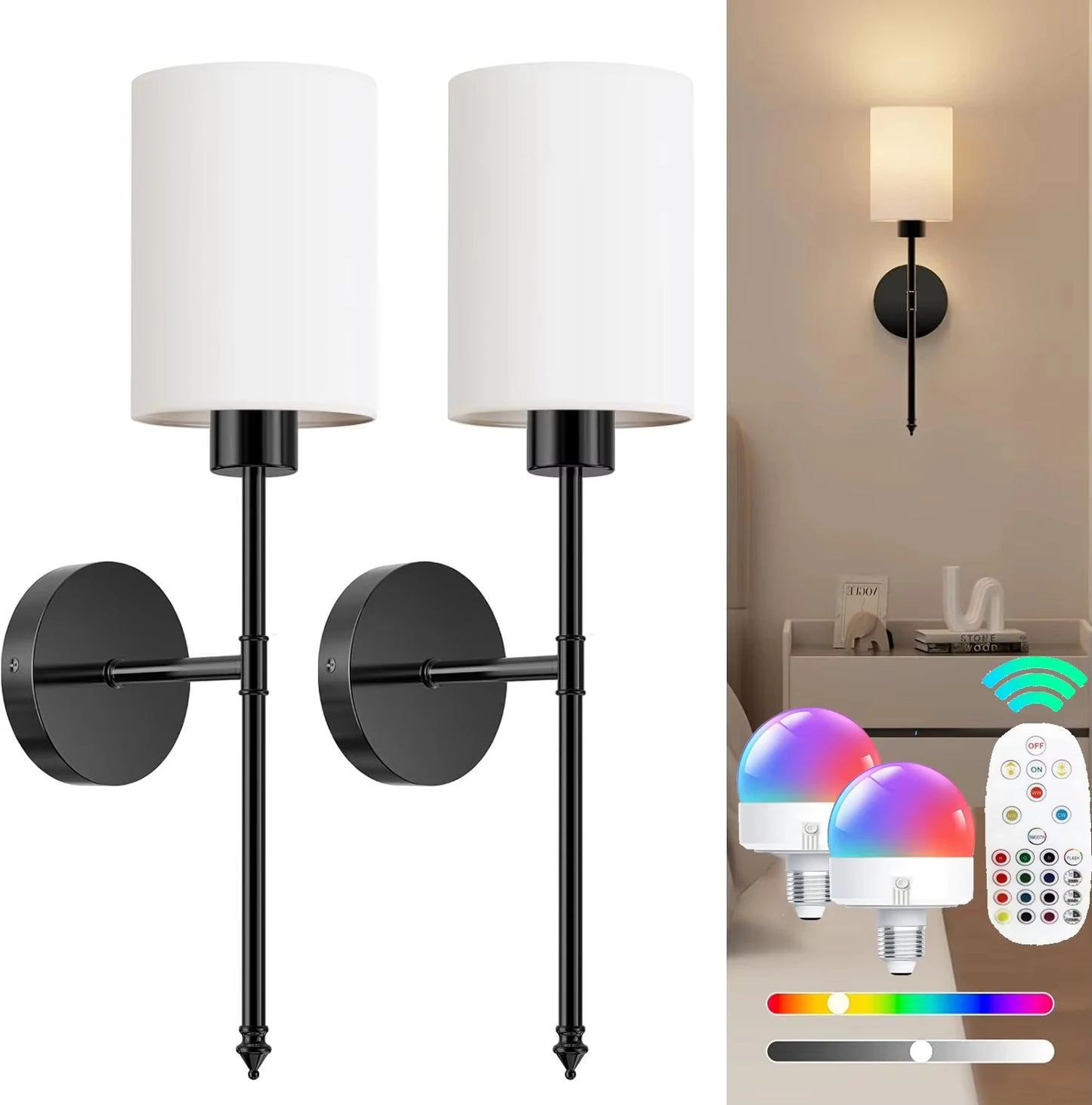 Wireless Cylindrical Wall Sconces (SET OF 2)