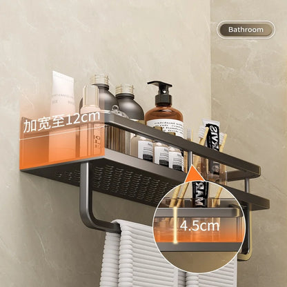 Aluminium Bathroom Shelf with Item Organiser