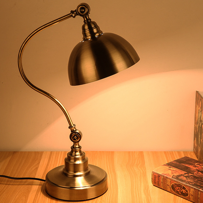 Antique Metallic LED Desk Lamp with Adjustable Gooseneck for Task Lighting