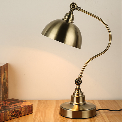 Antique Metallic LED Desk Lamp with Adjustable Gooseneck for Task Lighting