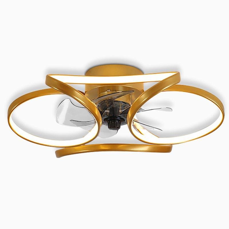 Ventilateur de plafond moderne encastré à LED en forme de fleur avec télécommande