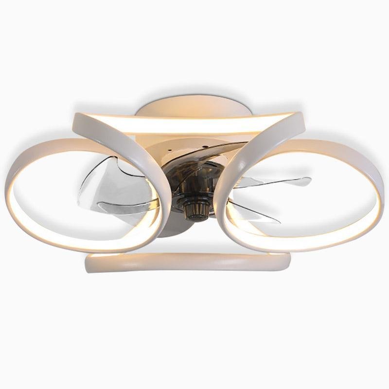 Ventilateur de plafond moderne encastré à LED en forme de fleur avec télécommande