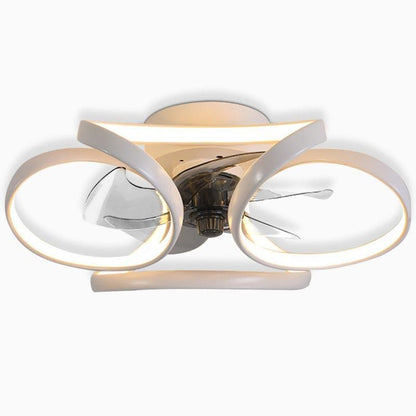 Ventilateur de plafond moderne encastré à LED en forme de fleur avec télécommande