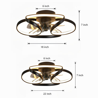 Ventilateur de plafond moderne encastré à LED en forme de fleur avec télécommande