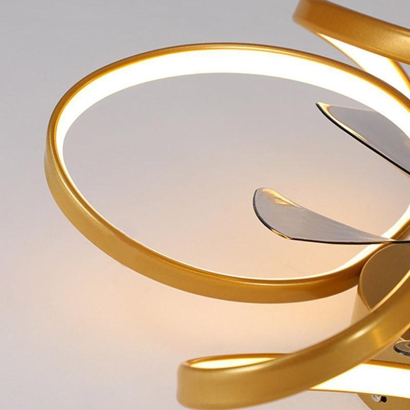 Ventilateur de plafond moderne encastré à LED en forme de fleur avec télécommande