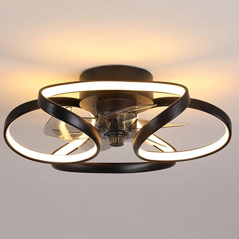 Ventilateur de plafond moderne encastré à LED en forme de fleur avec télécommande