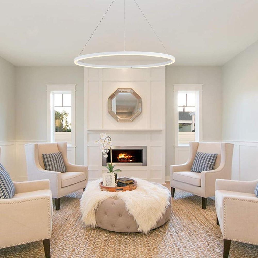 Black LED Ring Chandelier Modern Aluminum Ceiling Light