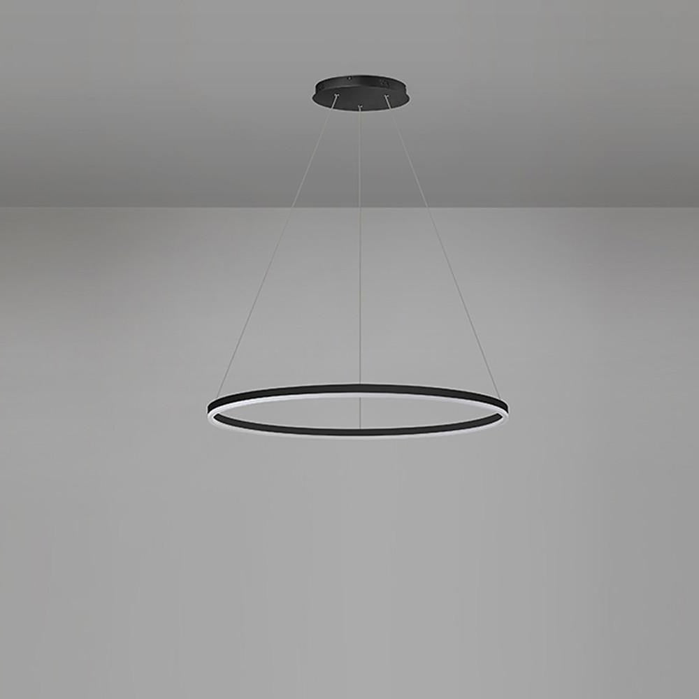Black LED Ring Chandelier Modern Aluminum Ceiling Light