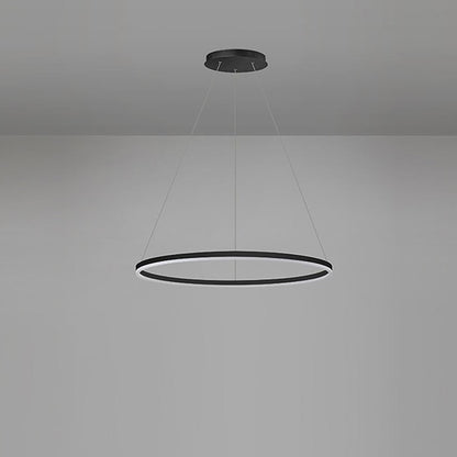 Black LED Ring Chandelier Modern Aluminum Ceiling Light