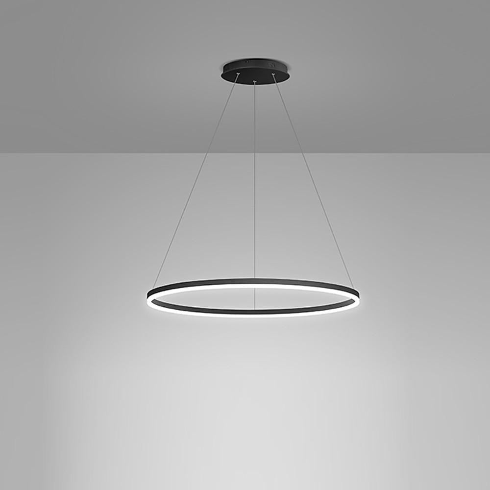 Black LED Ring Chandelier Modern Aluminum Ceiling Light