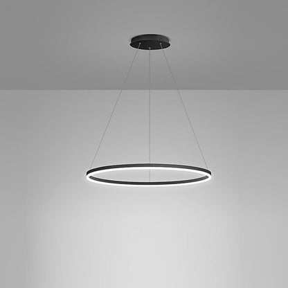 Black LED Ring Chandelier Modern Aluminum Ceiling Light