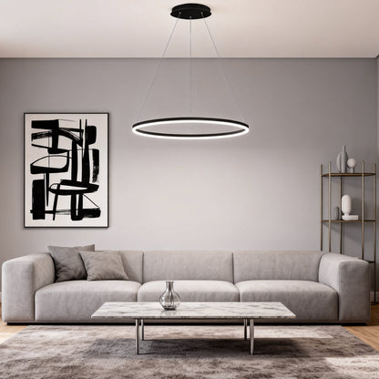Black LED Ring Chandelier Modern Aluminum Ceiling Light