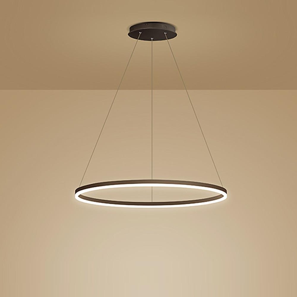 Black LED Ring Chandelier Modern Aluminum Ceiling Light
