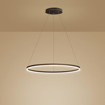 Black LED Ring Chandelier Modern Aluminum Ceiling Light