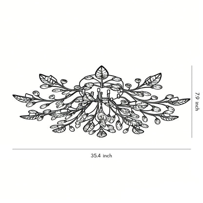 Brass Branch Chandelier Modern Crystal Leaf Ceiling Light