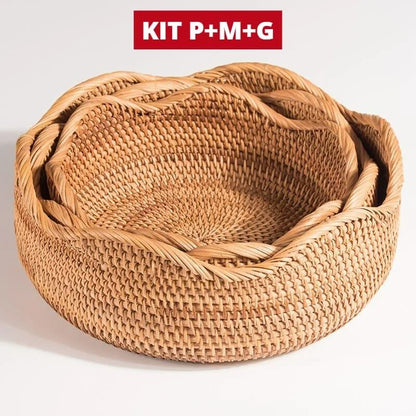 Round Decorative Rattan Tray